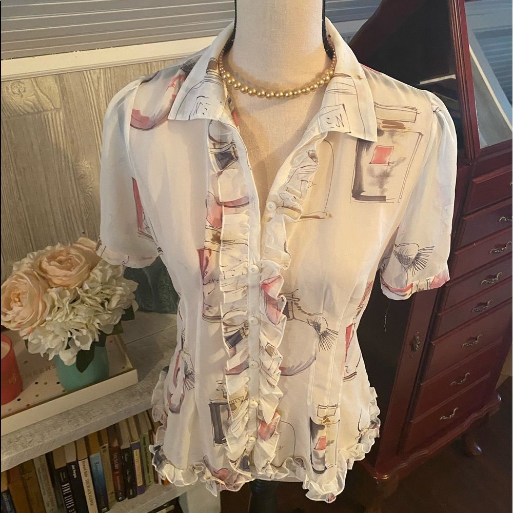 LN! Women's Cabi Sheer Top Sz S  Paris Perfume